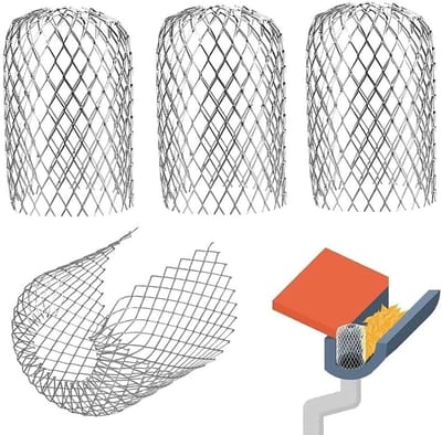 Dakgoot Filter - 4 Stuks - Dakgootbeschermer Tegen Bladeren - Dakgootegel - Dakgootborstel - 15 X 8 X 8cm - Dakgootbeschermer - Bladvanger Regenpijp - Bladvanger - Boldraadrooster - Dakgoot - Zilver
