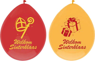Haza Welkom Sinterklaas ballonnen - 6x stuks - geel/rood - Sint versiering