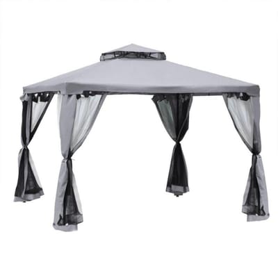 Tuinpaviljoen - Vouwtent - Paviljoen - Partytent - Gazebo - Grijs - 2,94 x 2,94 x 2,65 m