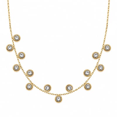 Pax Amare Dames Ketting met Zirkonia's - 18k Goud Verguld Stainless Steel - Subtiele Schakelketting - 40cm + 5cm verstelbaar