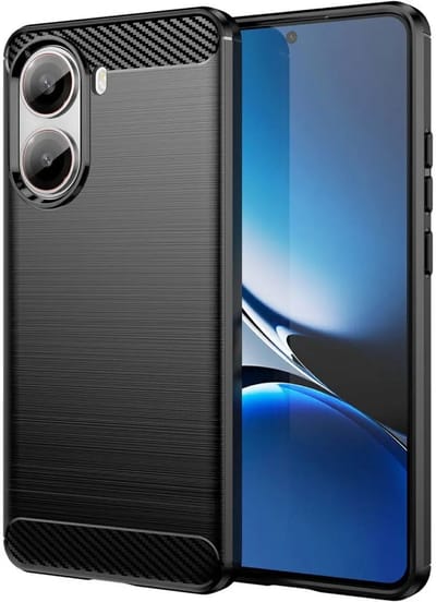 Geborsteld TPU Hoesje Geschikt voor Xiaomi Poco X7 Pro | Beschermhoes | Back Cover | Flexibel TPU | Stijlvol Carbon | Dun | Zwart