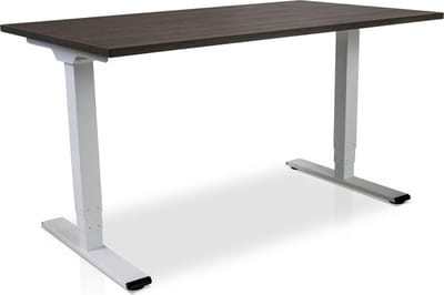 Zit-sta bureau elektrisch verstelbaar - MRC COMFORT NEN-EN 527 | 140 x 80 cm | frame wit - blad bruin eiken