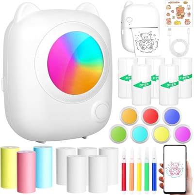 REN® Mini Printer - Fotoprinter - Mobiele Fotoprinter - Fotoprinter Voor Smartphone - Mini printer Voor Mobiel - Wit - ‎10cm x 9cm x 5cm