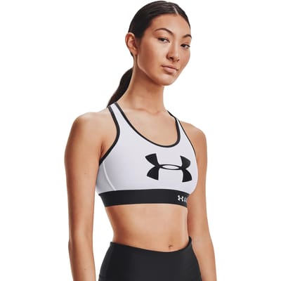 Under Armour Mid Keyhole Graphic Bra, Vrouwen, Wit, Sport Beha, maat: XS