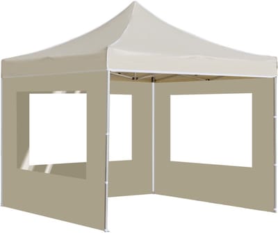 Partytent opvouwbaar - Paviljoen - 3x3 - Easy up - Waterdicht - met Zijwanden - Weerbestendig - Crème