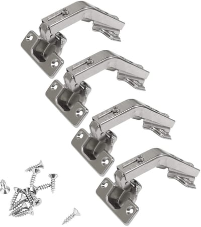 Dailygoods- Hoekscharnier 135° - Opvouwbaar - Verborgen - Zinklegering/Staal - Set van 4 - Inclusief bevestigingsschroeven - Deurscharnier