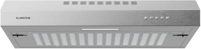 Klarstein SlimVent afzuigkap voor onder de kast, 60 cm ruimtebesparende afzuigkap, 200 m³/u luchtstroom, energie-efficiëntie A+, geluidsarm 62 dB, LED-verlichting, koolstoffilter, vaatwasmachinebestendige filters, zilver