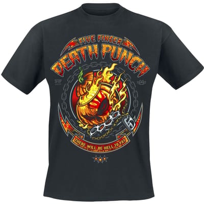 Five Finger Death Punch T-shirt - Burning Pumpkin Halloween - M - voor Mannen - zwart