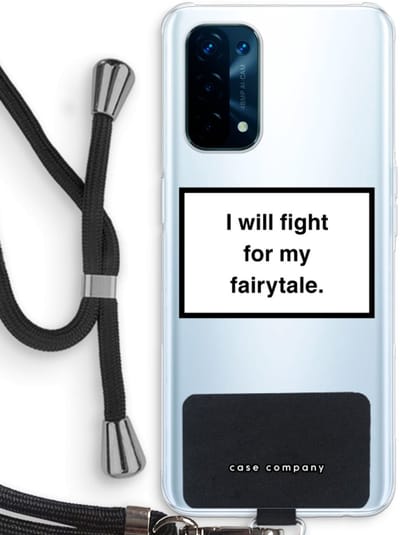 Case Company® - Hoesje met koord geschikt voor Oppo A74 5G hoesje met Koord - Fight for my fairytale - Telefoonhoesje met Zwart Koord - Bescherming aan alle Kanten en Over de Schermrand