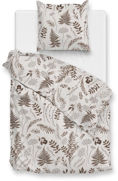 Zohome Dekbedovertrek Autunno - Bedlinnen met Bladeren print - 140x220 - Natural - Dekbedhoes van 100% Katoen-Flanel