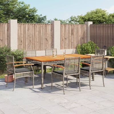 vidaXL - 7-delige - Tuinset - met - kussens - poly - rattan - grijs