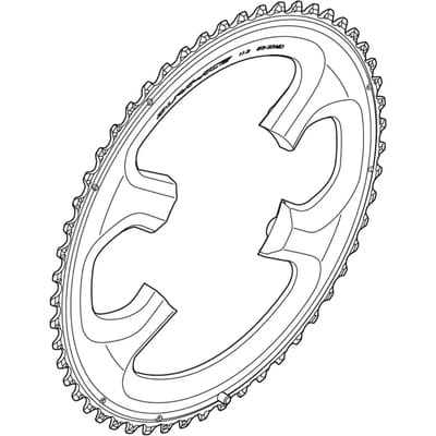Shimano Dura-Ace FC-9000 Kettingblad 11-speed, MD, zilver/zwart Uitvoering 53T