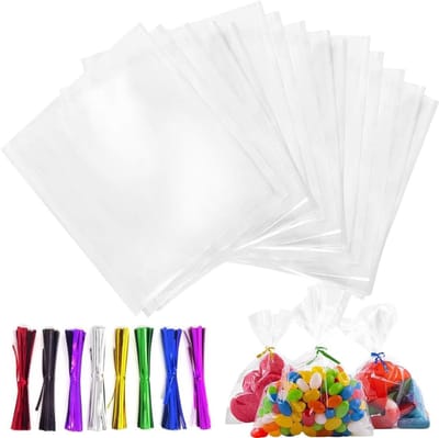 Set van 100 transparante cellofaan zakjes 10 x 15 cm voor verpakking van koekjes, snoep en chocolade
