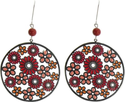 Behave - Oorhangers dames - Boho flower stijl - Rood - Nikkelvrij