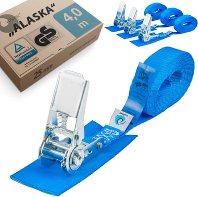 Spanbanden met Ratel - Sjorbanden Vastzetbanden - Lading Zekeren - TÜV GS Gecertificeerd - 4 meter 25mm - Blauw