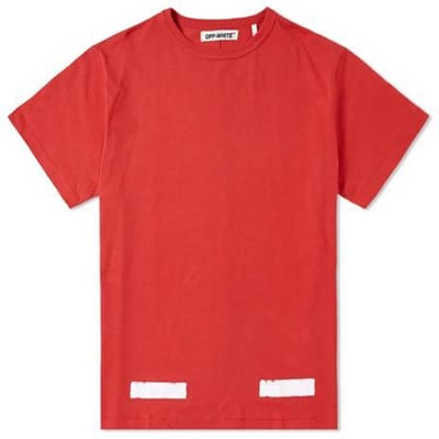 Off-White c/o Virgil Abloh Basic Gestreept Korte Mouw T-shirt Heren Tops Rood OMAA002F161850102001 XXS red