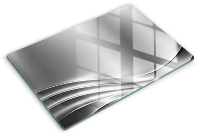 Wallfluent Glazen Snijplanken - Metalen structuur Snijplanken Glas - 80 cm x 52 cm - Zilver Snijplanken van Glas - Glazen Keukenplank - Design Glazen Snijplank Keuken - Antislip Glazen Serveerplank