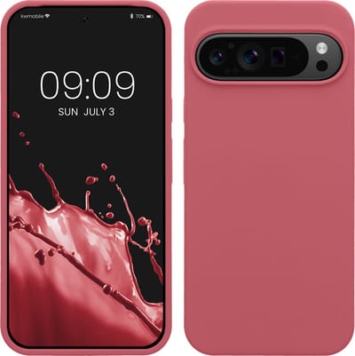 kwmobile telefoonhoesje geschikt voor Google Pixel 9 Pro XL - Hoesje met siliconen coating - Smartphone case in donkerroze