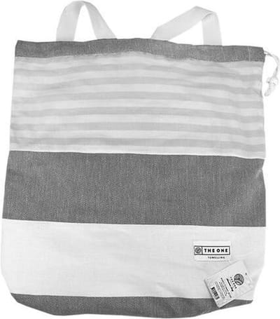 The One Towelling Hammam 2-in-1 Tas & Handdoek - Uitgevouwen 90 x 170 cm - Met ritsvak - 150 gr/m² - Katoen - Licht- & Donkergrijs