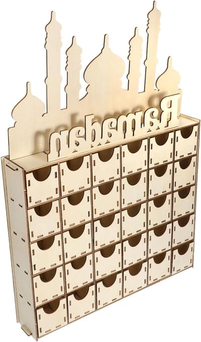 Ramadan Advent Kalender - Houten Telkalender - Eid Mubarak Decoratie - Met Lades - 44.5 cm - Multi