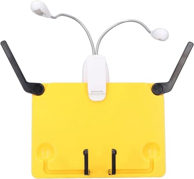 Muziekstandaard met lamp - Boekenstandaard leeslamp - Muziek lezen - Dubbele zwanenhals - 21 x 17 x 8 cm - Zwart