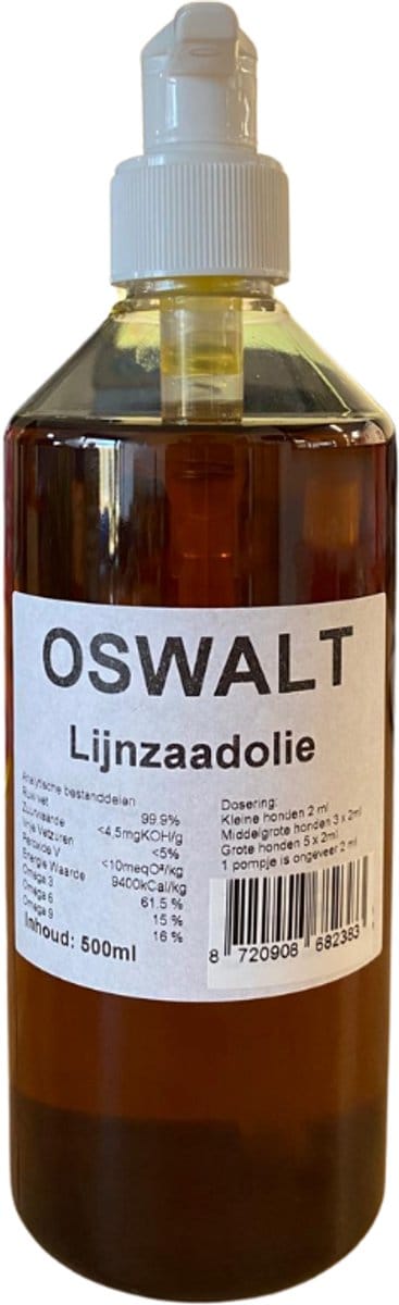 Oswalt Lijnzaadolie – 500ml – Voor Honden