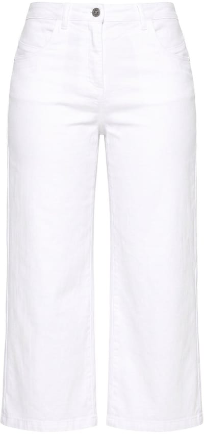 Ulla Popken - Dames - Jeans culotte kuitlang wijde pijpen Marlene broek - Sneeuwwit - Maat 62