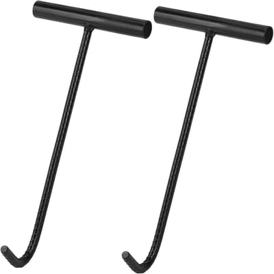 Set van 2 Manhole Cover Lifters van 30 cm - Sterke T-handvaten, Roestbescherming en Handige Well Hooks voor Putdeksels