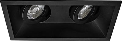 Spot Armatuur GU10 - Proma Zano Pro - GU10 Inbouwspot - Rechthoek Dubbel - Zwart - Aluminium - Kantelbaar - 185x93mm