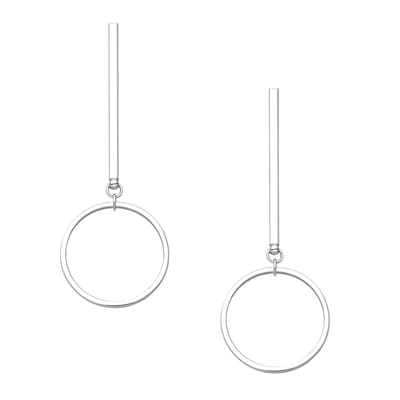 EAR IT UP - Oorbellen - Bar - Cirkel - 925 sterling zilver - 54 x 20 mm - 1 paar