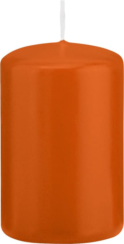 Trend Candles Cilinderkaars/stompkaars - oranje - 5 x 8 cm - 18 branduren - met brandvertragende folie