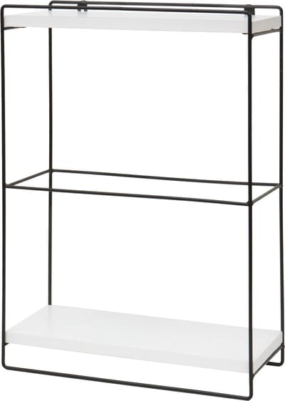 Wandplank MCW-K77, hangplank Keukenplank, massief hout metaal Industrieel 2 planken 50x35x17cm ~ wit