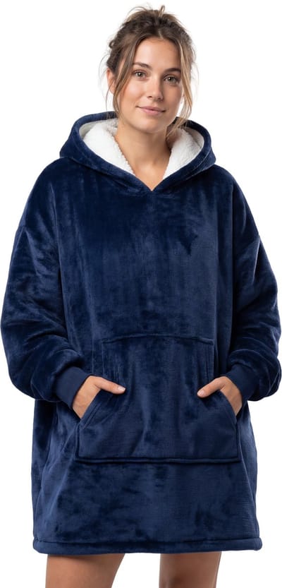 JAXY - Hoodie Deken - Snuggle Hoodie - Fleece Deken Met Mouwen - Snuggle - Cuddle Hoodie - 1450 Gram - Marine Blauw