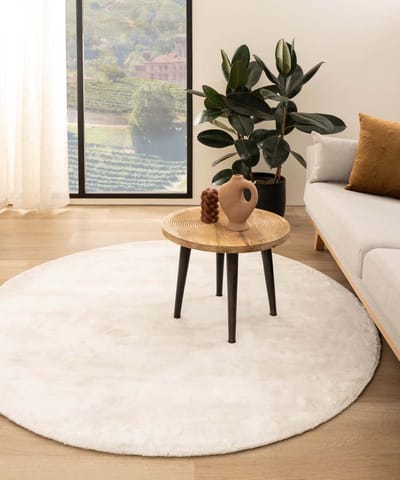 Viscose vloerkleed rond - Pearl wit 100