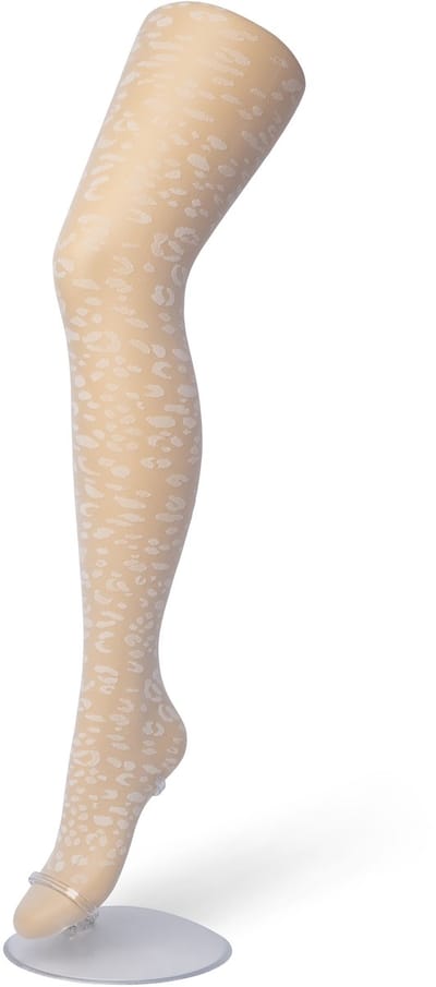 Bonnie Doon Dames Panterprint Panty 20 Denier Off White maat S/M - Chique Panty - Leopard Dessin - Brede Boord - Comfort - Panter Print - Dieren Print - Panther Tights - Feestelijk - Gebroken Wit - Ecru - Crème - Ivory - BP201909.250