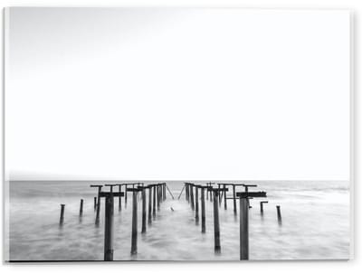 Acrylglas - Palen in het Water Zwart - Wit - 40x30cm Foto op Acrylglas (Met Ophangsysteem)