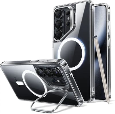 ESR Hoesje Geschikt voor Samsung Galaxy S26 Ultra - Classic Hybrid HaloLock - Compatibel met MagSafe / Qi2 en ESR HaloLock - Back Cover met Standaard - Camera Kickstand - Transparant