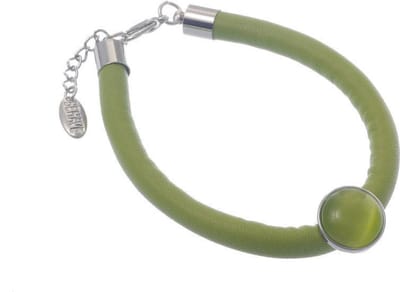 Behave - Armband - groen imitatieleer met steen - frisse natuurtrend
