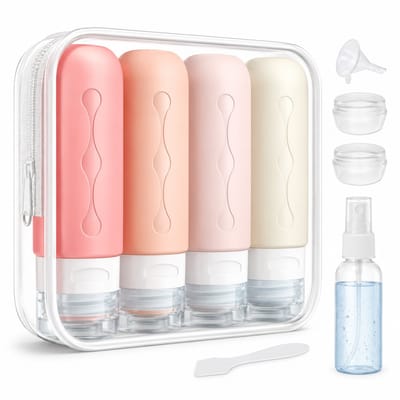 BOTC Reisflesjes met Etui - 90ml Siliconen Reisflacons - Reisaccessoires - Cosmetica Potjes - Reis Flesjes