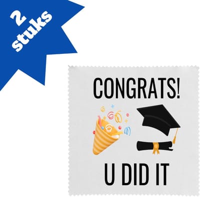 Akyol - congrats you did it brillendoekjes - Geslaagd - studenten - cadeau - geslaagd - student - gefeliciteerd - 17,8 bij 17,8 cm - 2 stuks