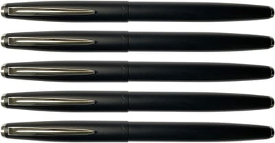 Set van 5 Klassieke Metalen Vulpen met Inktconverters, EF Nib, Zwart met Zilveren Clip - Perfect voor Schrijven en Tekenen