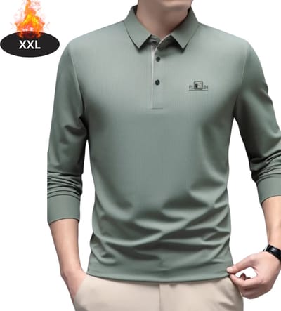 Livano Poloshirt Heren - T-Shirt Heren - Shirt - Overhemd - Polo Shirt Lange Mouwen - Groente - XXL
