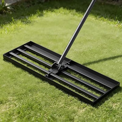 Gazonplaneerhark 76cm- Gazonrakel – Telescopisch 119-196cm – 180° Draaibare Kop – Roestvrij Staal – Tuin & Golf