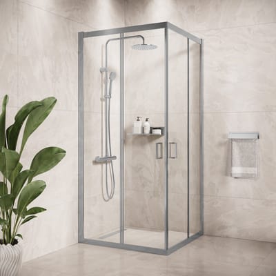 Badplaats Douchecabine Dakota 80 x 80 x 190 cm – Chroom – Douchewand met Schuifdeur