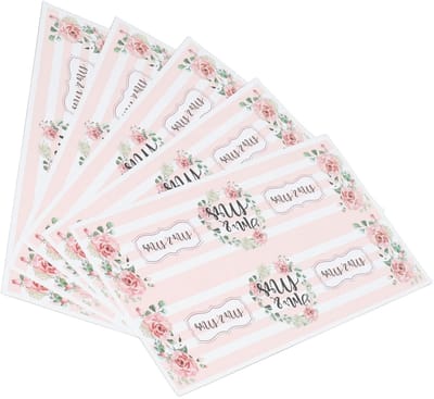 Dailygoods- Waterflesetiketten Gepersonaliseerd - 25 Stuks - Wijnflesetiketten - Feestflesstickers - Waterdicht - Roze Bloemen - DIY Decoratie - Flesetiketten