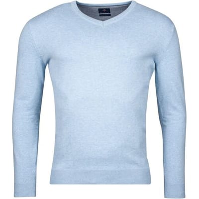 Baileys Trui Luxury Pima Cotton V-Neck Single Knit Pastel Blauw Melange / male