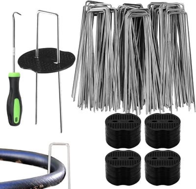 Tuinspiesen U-vorm - Afsluitpalen Gazon - Buiten Bevestigen - Corrosiebestendig Materiaal - 19 x 17 cm - Zilverkleurig