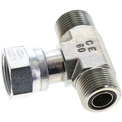 UNS 1''-14 M/F Verzinkt Stalen T-stuk ORFS met wartelmoer 400 Bar - Hydrauliek - FL3T-MF-EZ-100U