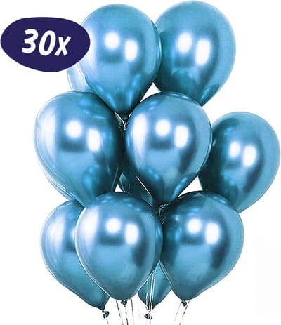 Chroom Donker Blauwe Ballonnen - 30 Stuks - Helium Ballonnen - Latex - Versiering Verjaardag - Babyshower - Gender Reveal