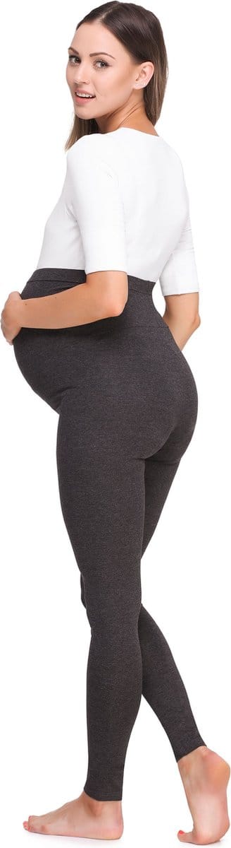 Be Mammy Dames Lange Leggings - Zwangerschapsleggings - BE-BE20-257-LE - Donker gemêleerd - XL